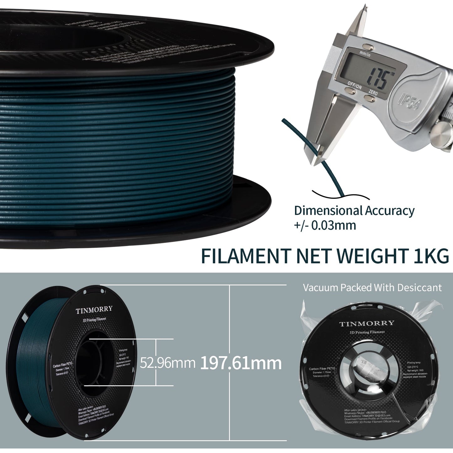 TINMORRY PETG-CF Filament 1.75mm 1Kg