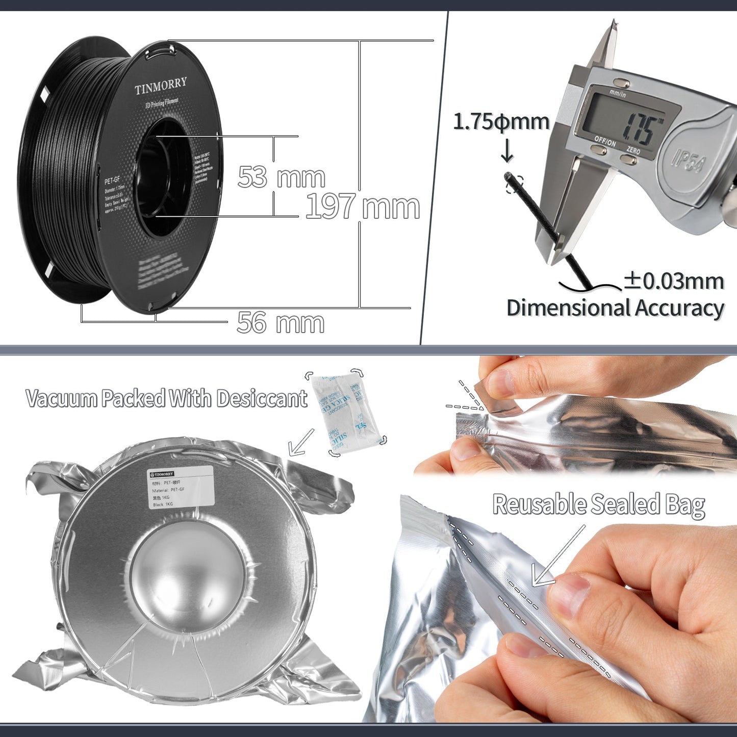 TINMORRY PET-GF Filament 1.75mm 1Kg