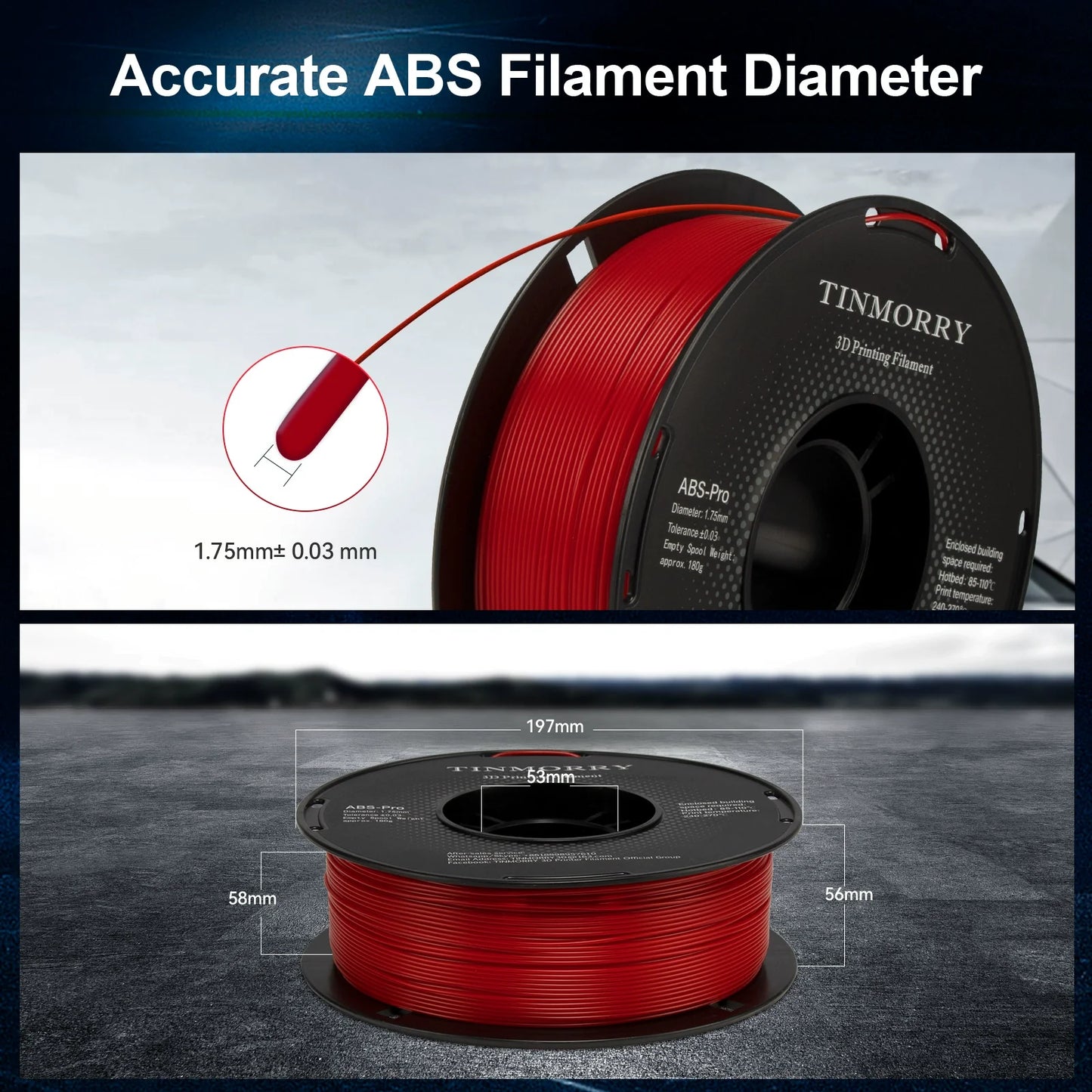 TINMORRY ABS-Pro Filament 1.75mm 1Kg
