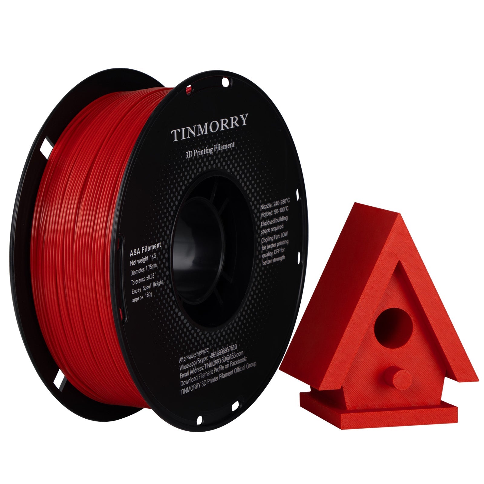 TINMORRY ASA Filament 1Kg Red 1kg x Roll - Main Image