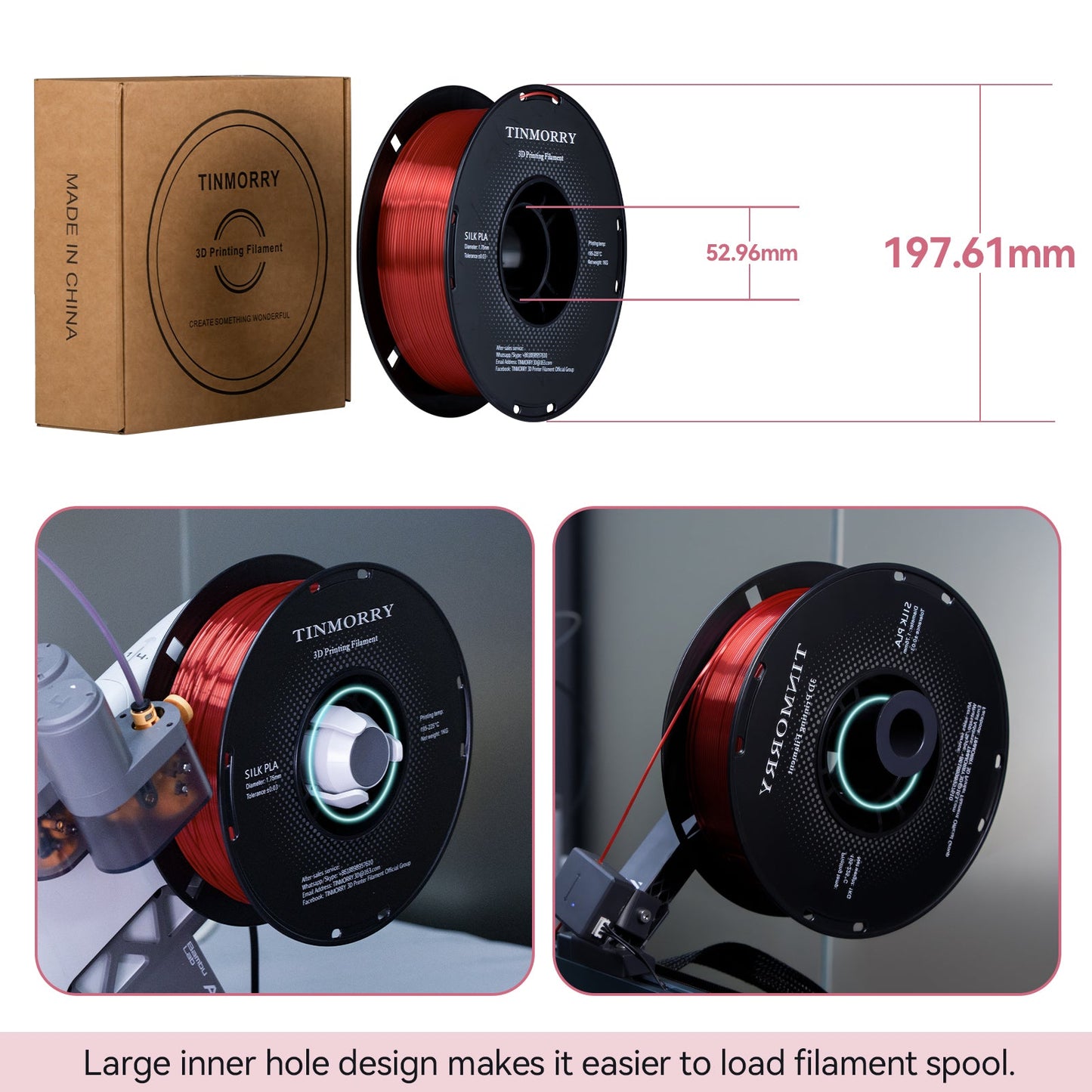 TINMORRY PLA Silk Filament 1.75mm 1Kg